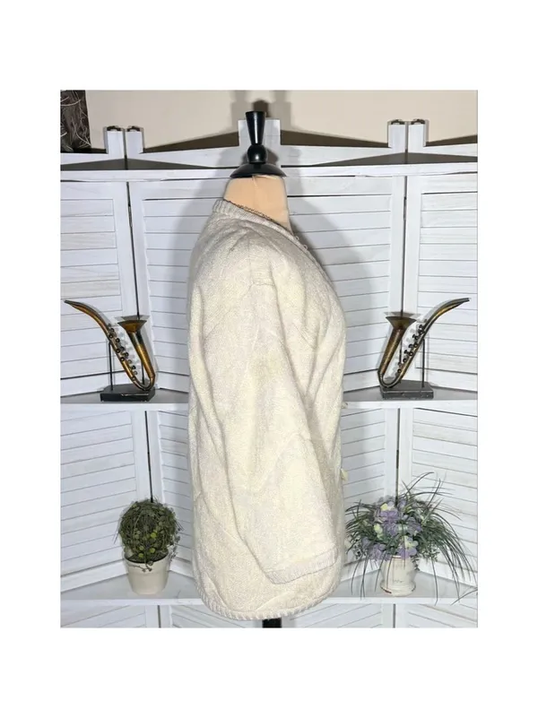 Vintage 90s mohair sweater cream toggle buttons thick warm made in Germany sz XL - Image 3