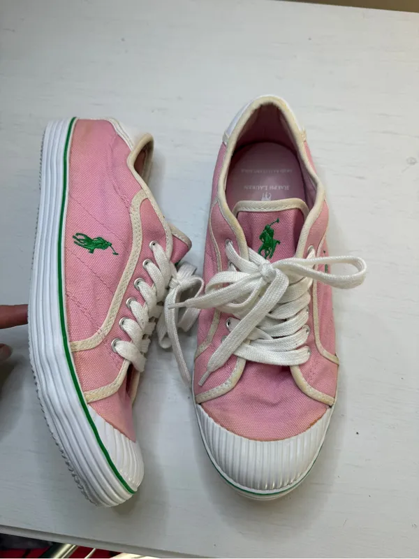 90's Polo Ralph Lauren light pink Canvas sneakers (size 8) vintage preppy Y2K - Image 15