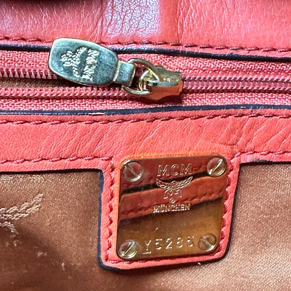 MCM Orange and Tan Monogram Satchel - Image 11