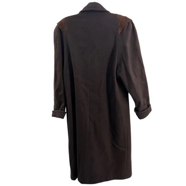 Jofeld wool trench suede double breasted 80s vintage coat 14 structured brown - Image 2