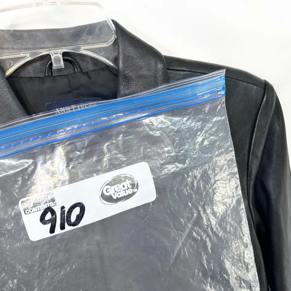 VTG‎ Ann Taylor Small Leather Jacket Black Full Zip Moto Y2K Edgy Genuine 910 - Image 8