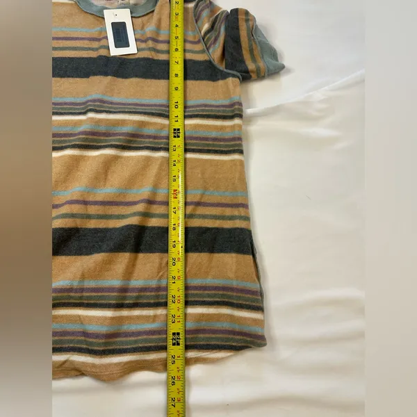 Spirit Ces Femme Soft And Comfy Earth, Tone, Striped Short Sleeve Top Nwt - Image 4