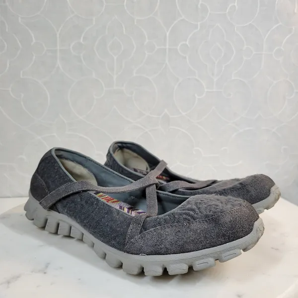 Skechers Womens Mary Jane Shoes 8 Gray Comfort Non-Slip Sneakers Memory Foam - Image 8