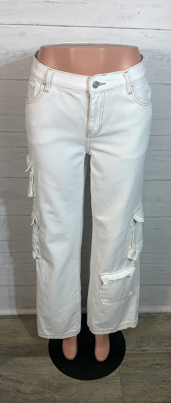 PacSun 90's baggy cargo jeans size 28 ivory womens - Image 7