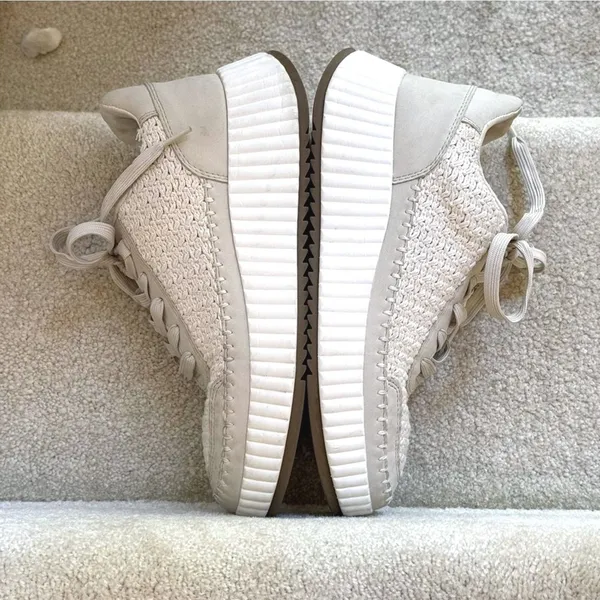 DV Dolce Vita Woven Crochet Platform Sneakers Beige Boho Women Size 8.5‎ - Image 6