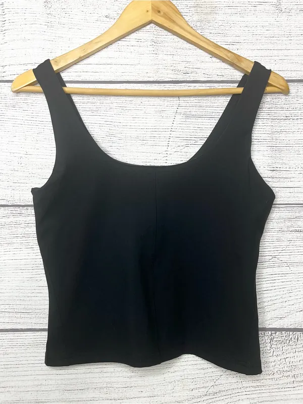 Yogalicious Black Lux Sevilla Bra Tank Scoop Neck Crop Top Size Medium - Image 2