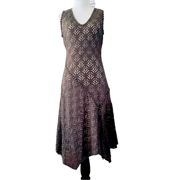 Nic + Zoe First Bloom Dark Truffle Brown Lace Overlay Dress XS - Image 3