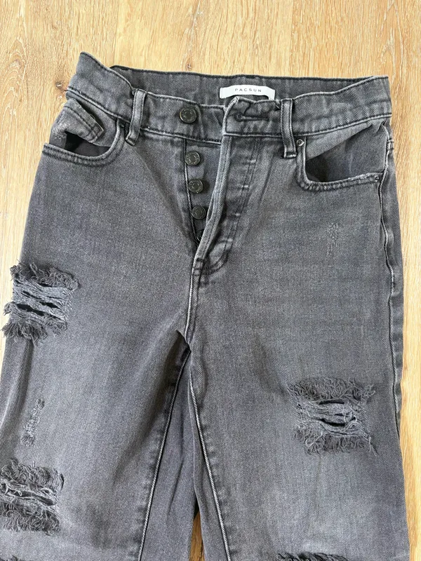 PacSun Black Distressed High Rise Straight Jeans - Image 4