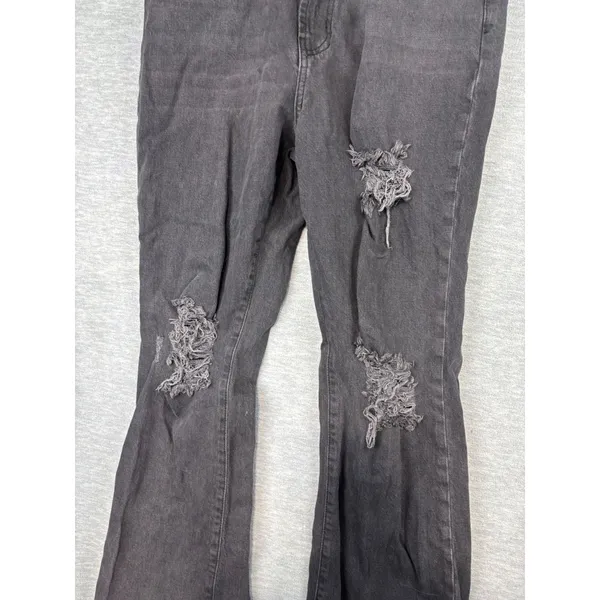 BDG Urban Outfitters High Rise Flare Jeans Black Distressed Ripped Size 30 - Image 2