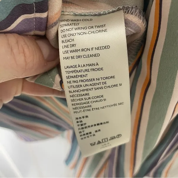 Maeve Anthropologie Freya Satin Multi Stripe Button Front Midi Skirt Xs/0 349 - Image 5
