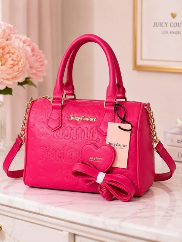 Juicy Couture Fame Satchel Pink Flash Quilted Crossbody NWT - Image 8