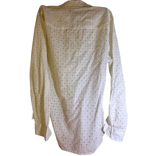Gap Boyfriend‎ Fit Eyelet Shirt White Long Sleeve Button Down NWT Small - Image 7