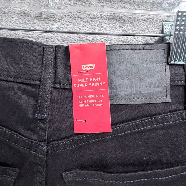 Levis Mile High Super Skinny Jeans Womens 24 Black Extra High Rise Slim Stretch - Image 7
