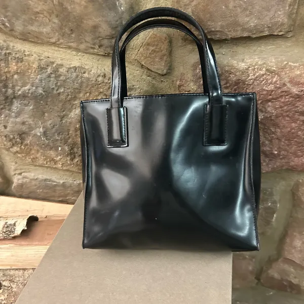 Esprit Glossy Black Tote Bag Vintage nice & clean - Image 2