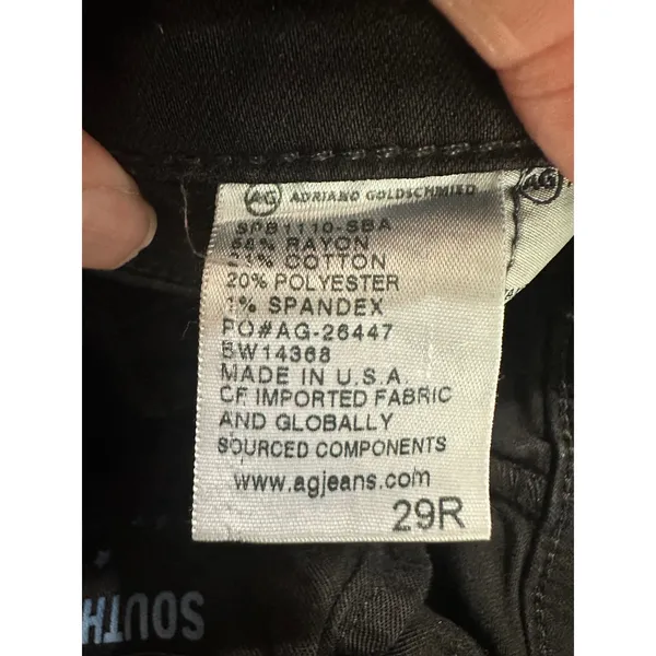 AG Adriano Goldschmied The Stilt Cigarette Leg Jeans Black Slim Straight 29R‎ - Image 7