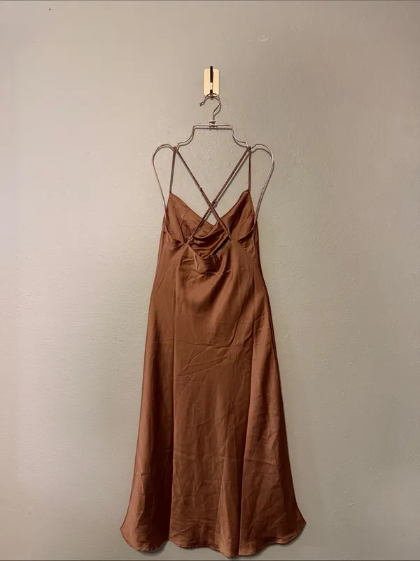 Show Me Your Mumu Verona Cowl Dress Size XXS NWT In Copper Luxe Satin - Image 5