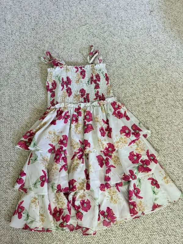 Floral Mini Dress Ruffle Cut Out - Image 2