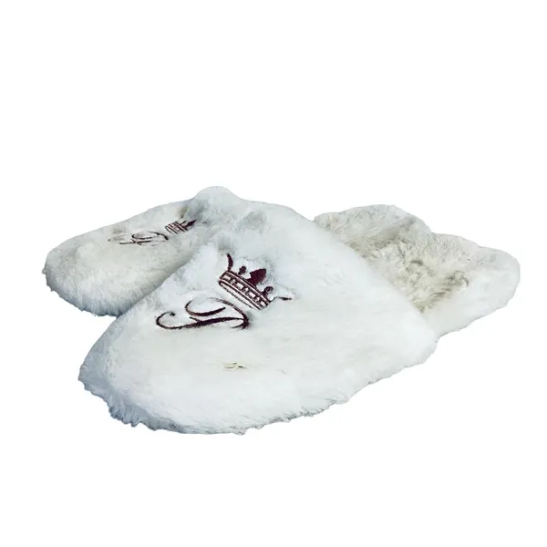 P initial faux fur slippers White Size 7 - Image 2