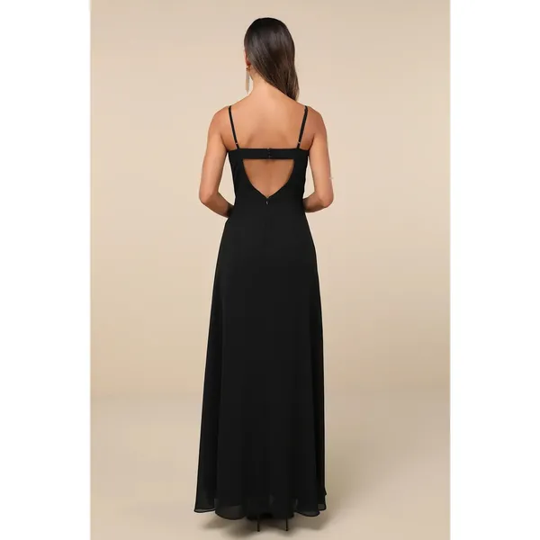Lulus Stunning Grace Black Cutout A-Line Chiffon Maxi Dress Medium NWOT - Image 6