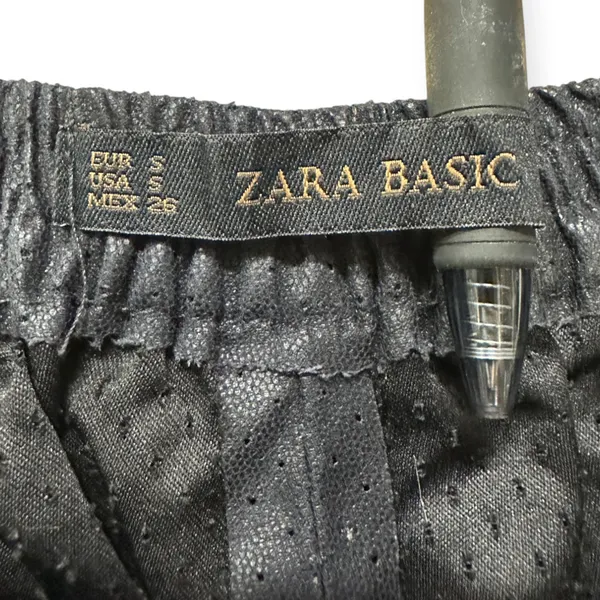 ZARA | S | Black Perforated Faux Leather Elastic Waist Pull-On Short Shorts - Image 2