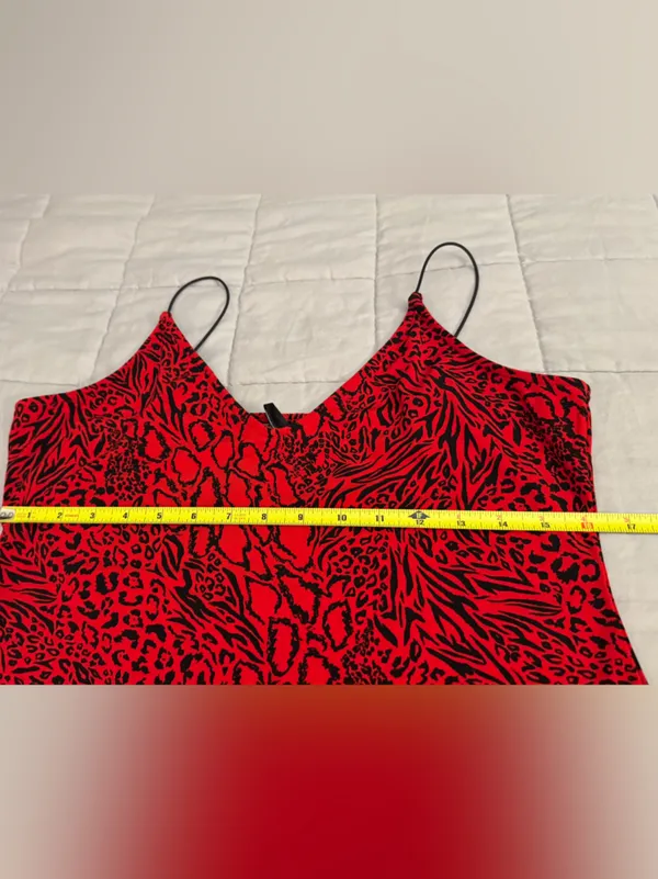 H&M Red and Black Animal Print Slip Dress - Image 6