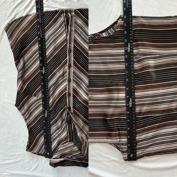 90s‎ Vintage Giorgio Fiorlini Collection Striped Satin Sleeveless Blouse Medium - Image 5