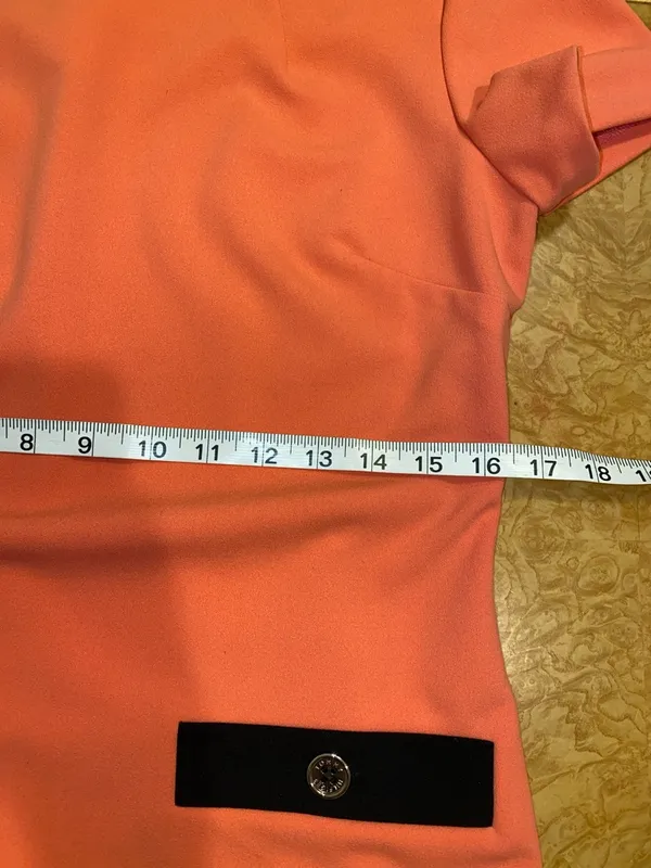 Tommy Hilfiger Coral Short Sleeve Shift Dress Black Pocket Trim Size 8 - Image 13
