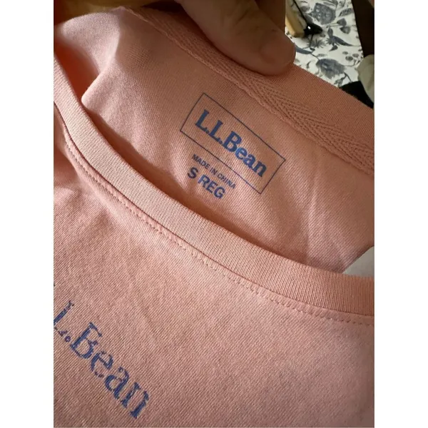 L.L Bean Size Medium Coral Pink And Blue WICKED COZY Long Sleeve Top - Image 5