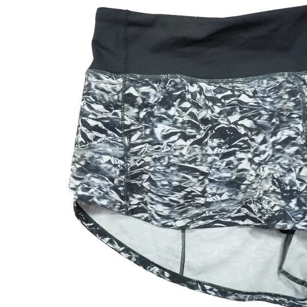 Lululemon Women's Size 8 Speed Up Shorts Black White‎ Abstract Print Running - Image 4