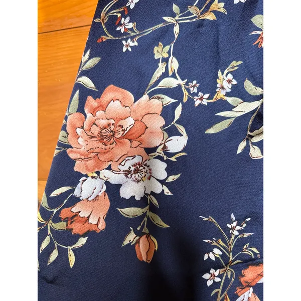 NWT Lulus My Favorite Day Navy Blue Floral Print Tulip Skirt Midi Dress Cruise S - Image 4