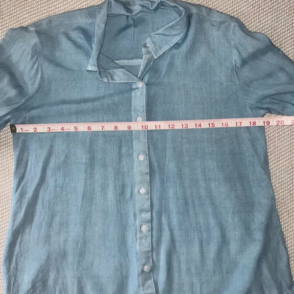 Envy Style  Blue Chambray Button Up Work Shirt - Image 8