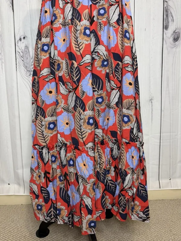 Ee:some Floral Tiered Ruffled Maxi Sundress Size L Smocked Back Sleeveless - Image 3