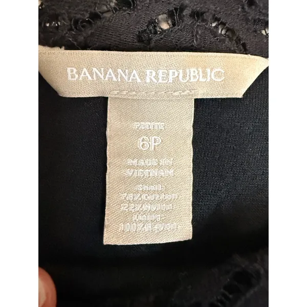 Banana Republic Black Lace Top 6P Business Casual Officewear Sheer Sleeves - Image 4