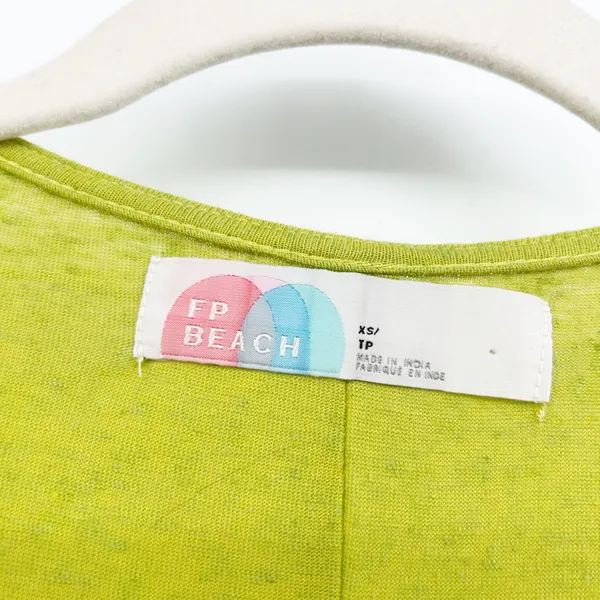 Free People FP Beach Linen Blend‎ Marina Lime Green Twist Front Maxi Dress XS - Image 6