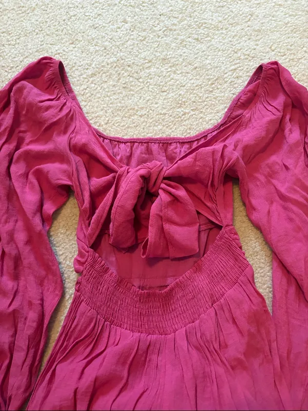 Fuchsia Puff Sleeve Mini Dress Pink - Image 2