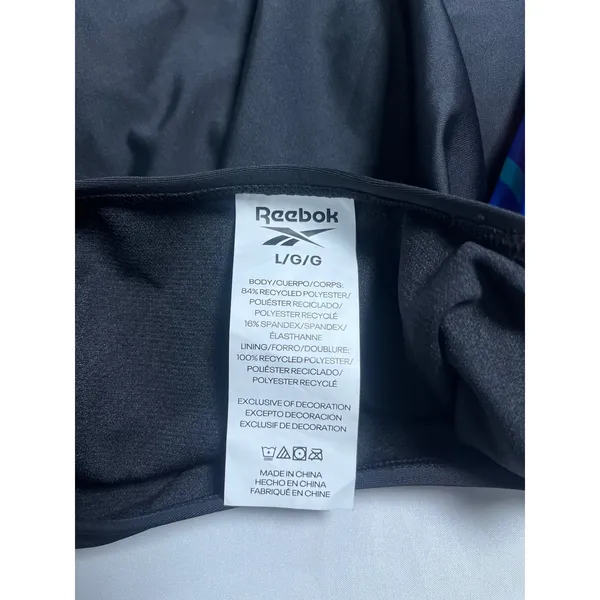 Reebok Womens Ribbed Bikini Bottom Black White High Leg Sporty Swim Size‎ L NEW - Image 5