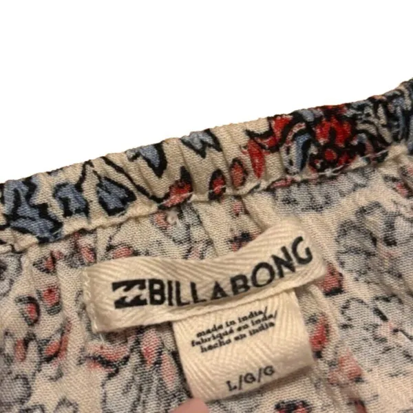 Billabong White Floral Clinched Crop Top Women's Large Multicolor Long Sleeve - Image 3