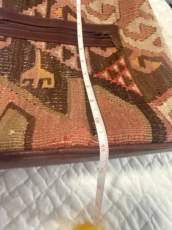 Vintage American Angel Tapestry Tote Bag Leather Trim Boho Southwest - Image 3