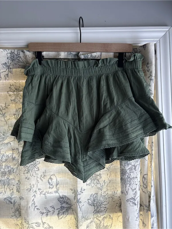 Aerie Tiered Ruffle Eyelet Sage Green Mini Skort - Image 2