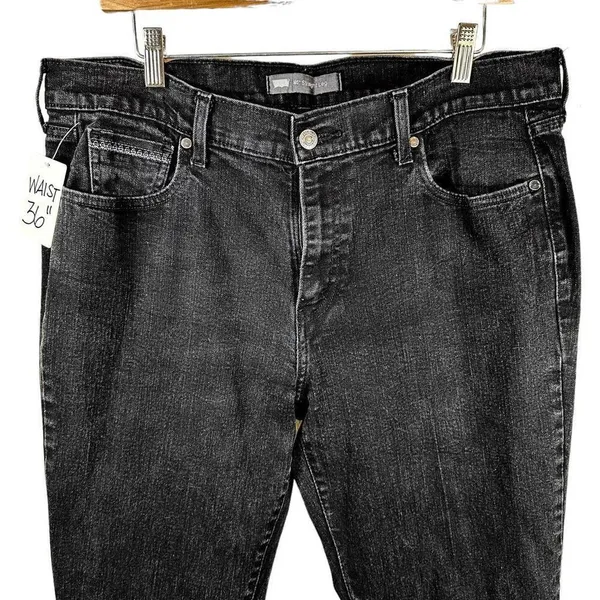 Levi’s 505 Straight Leg Contrast Stitched Black Denim Jeans Women’s Size 16M 33x - Image 2