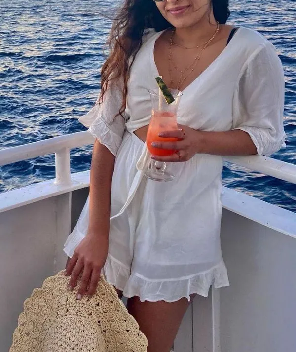 Bell Sleeve Tie Front Peekaboo Romper - Image 4