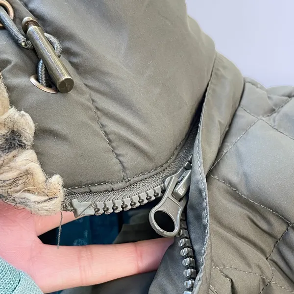 LAUREN Ralph Lauren Womens XS Down Parka Olive Green Removable‎ Hood Winter - Image 9