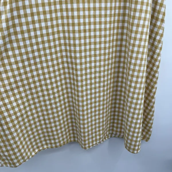 Women Yellow Butter Gingham Dress 2x Relax Midi Coquette Cottage Cotton Granola - Image 4