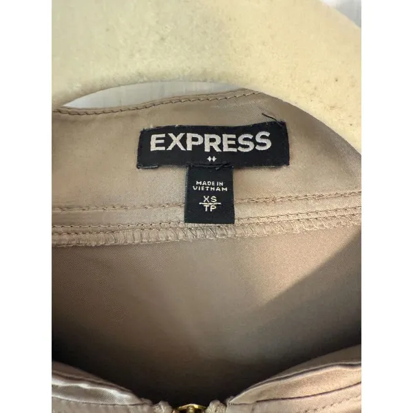 Express Satin Tan Zip Up Bomber Jacket - Image 3