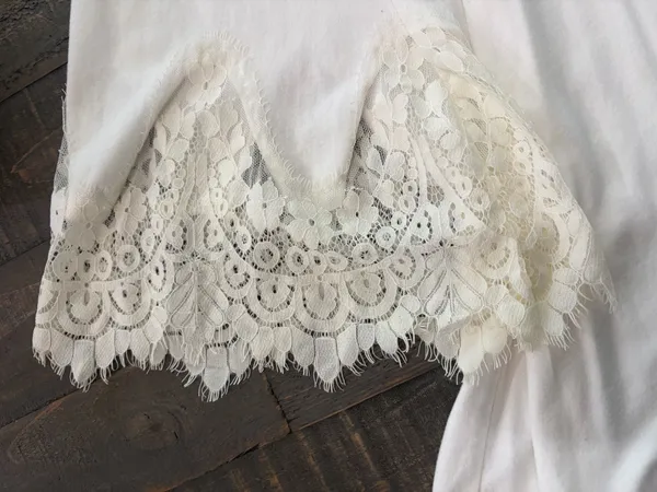 Express White Lace Bell Sleeve Dress Womens Small Boho Romantic Shift Mini - Image 4