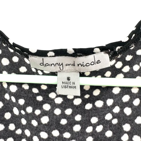 Danny and Nicole size small black‎ with white polka dots sleeveless tiered dress - Image 5