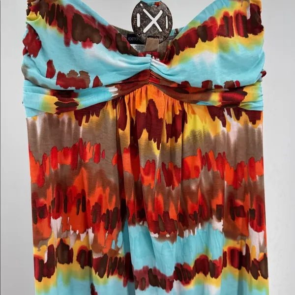 Boston Proper Multicolor Tie-Dye halter Maxi Dress M Y2K beach vacation resort - Image 7
