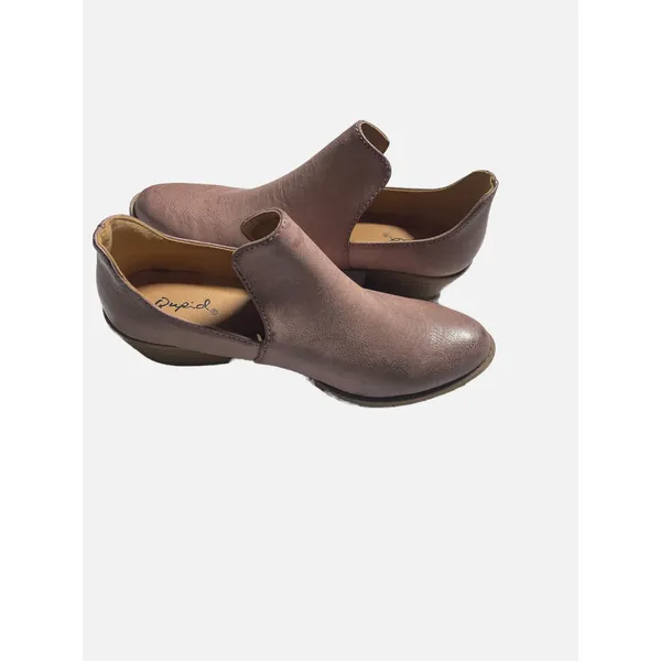 Qupid Ankle Booties Women‎ Size 6 Mauve Cutout Side Low Heel Casual Western Chic - Image 5