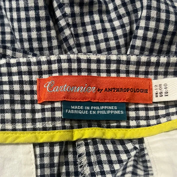 Anthropologie Black & White Gingham High-Waist Tie Shorts - Image 2
