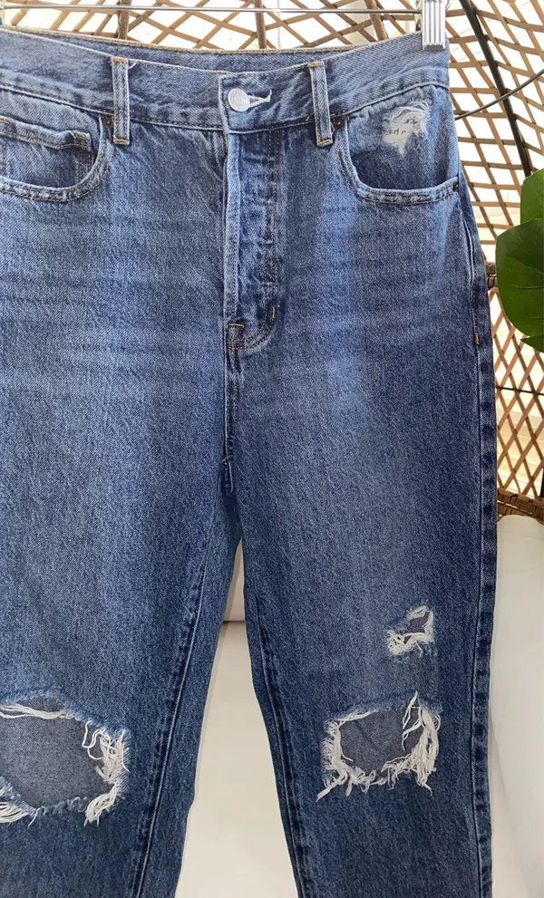 Pacsun Blue Distressed High Waisted Straight Leg Jeans Size 26 - Image 7
